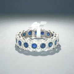 18K White Gold Ceylon Sapphire & Diamond Eternity Band 1.74ct Sapphires 1.00ct D
