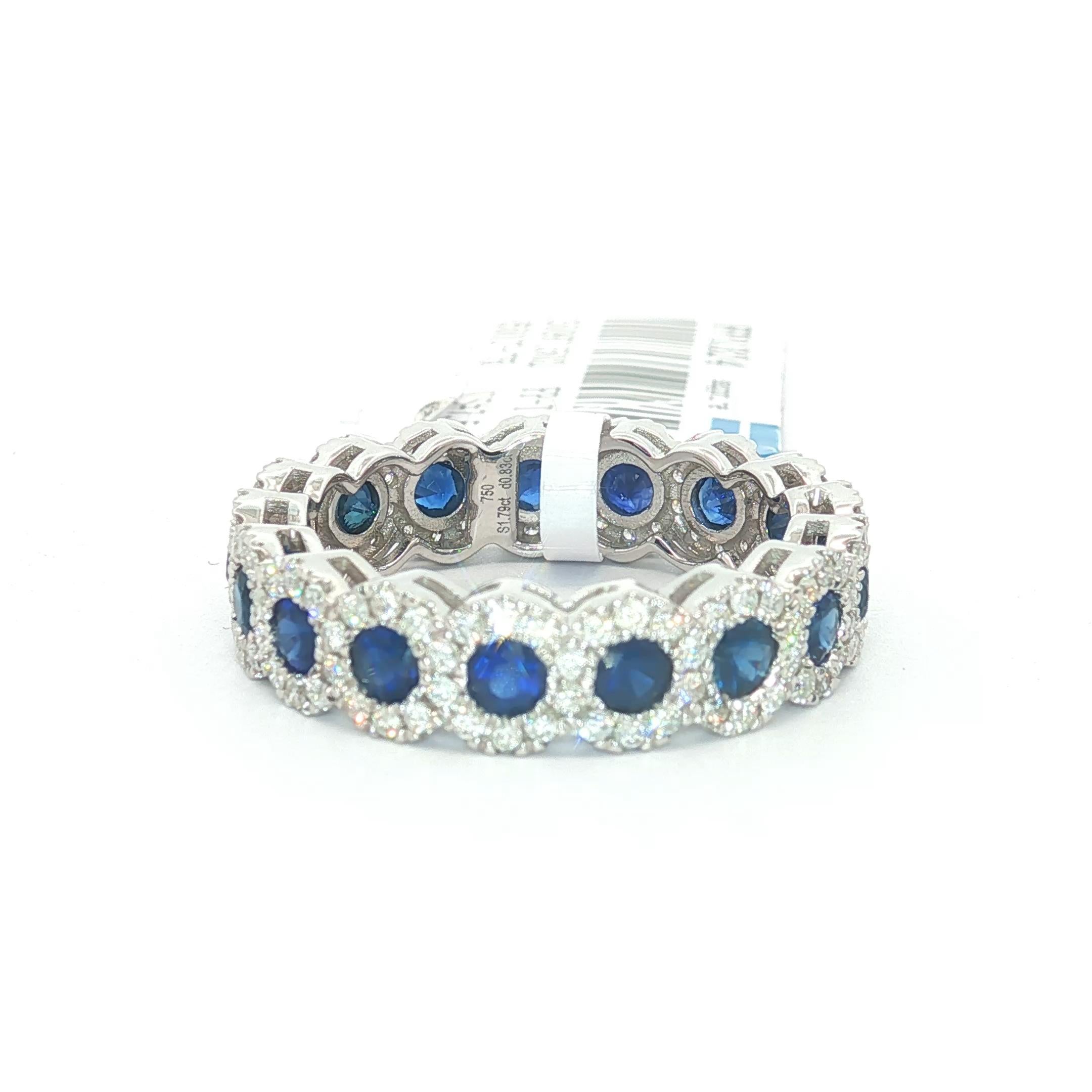 Bracelet éternel en or blanc 18 carats saphir de Ceylan et diamant 1,74 carats saphirs 1,00 carats D Neuf - En vente à Great Neck, NY