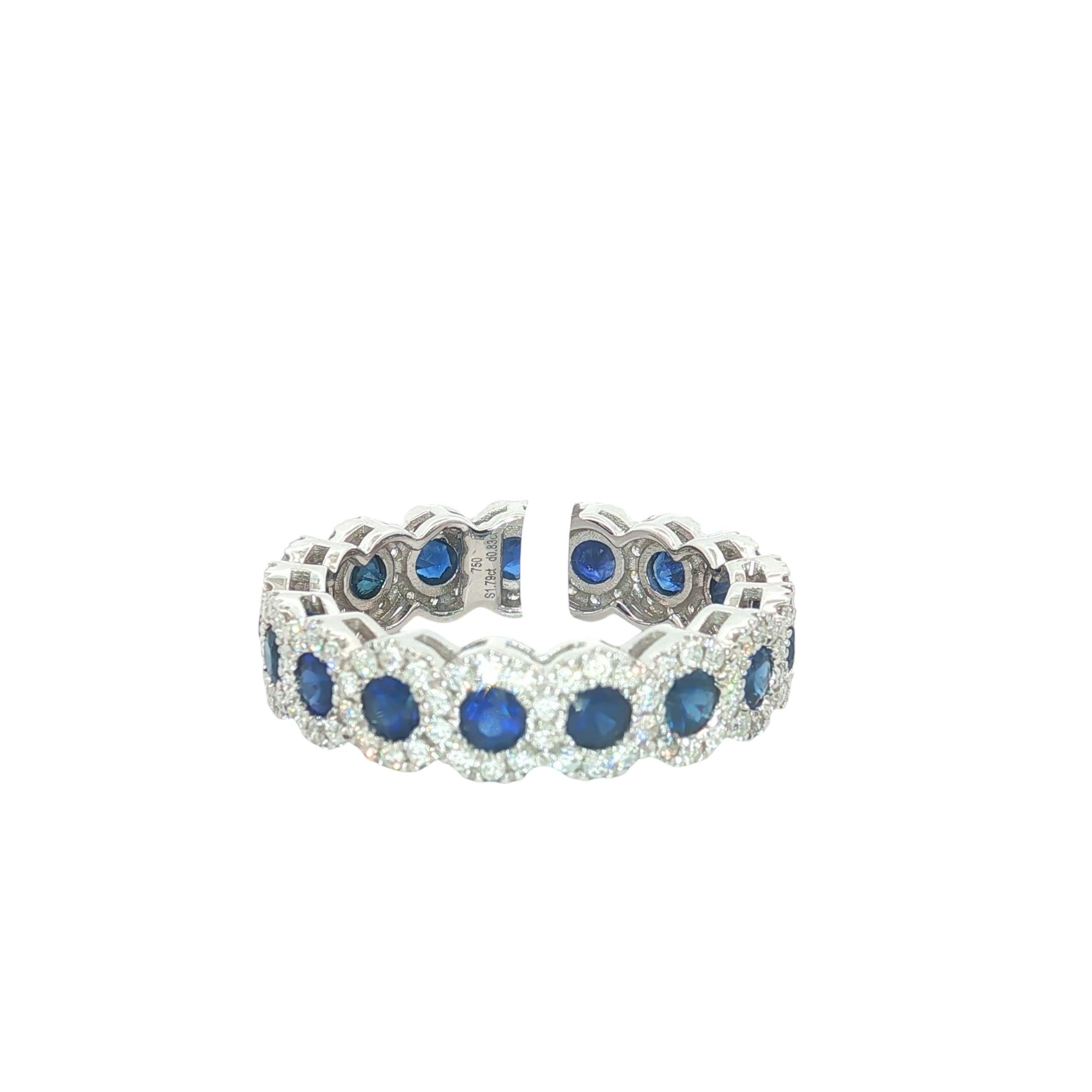 Bracelet éternel en or blanc 18 carats saphir de Ceylan et diamant 1,74 carats saphirs 1,00 carats D en vente 2