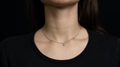 18K White Gold Chain Necklace Set with Three Grey Diamonds