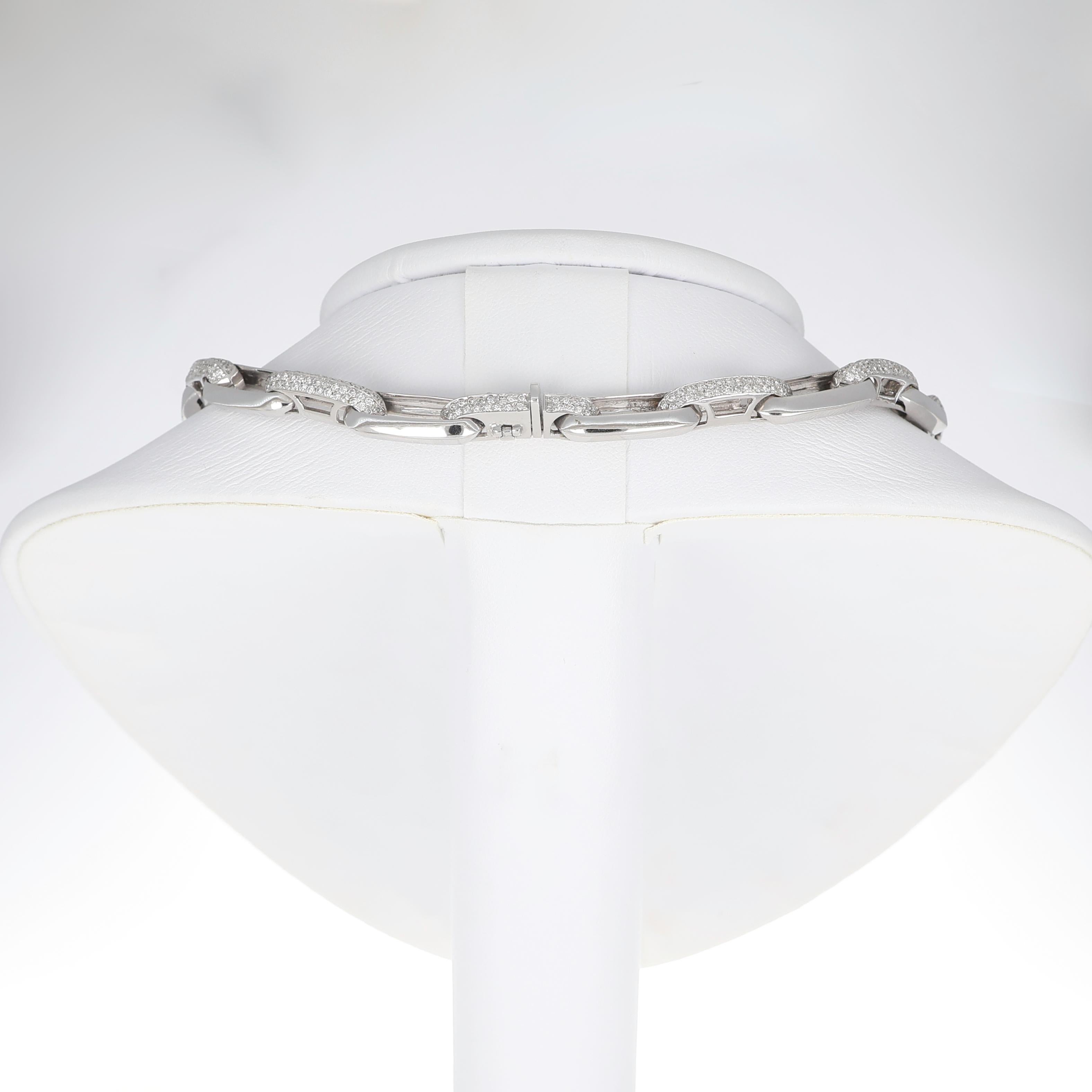 da uomo o donna Collana a catena in oro bianco 18K con diamanti incastonati a pavé in vendita