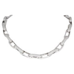 18K White Gold Chain Necklace with Pavé-Set Diamonds