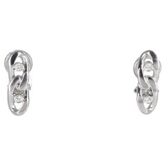 18K White Gold Chain Stud Earrings with Diamonds