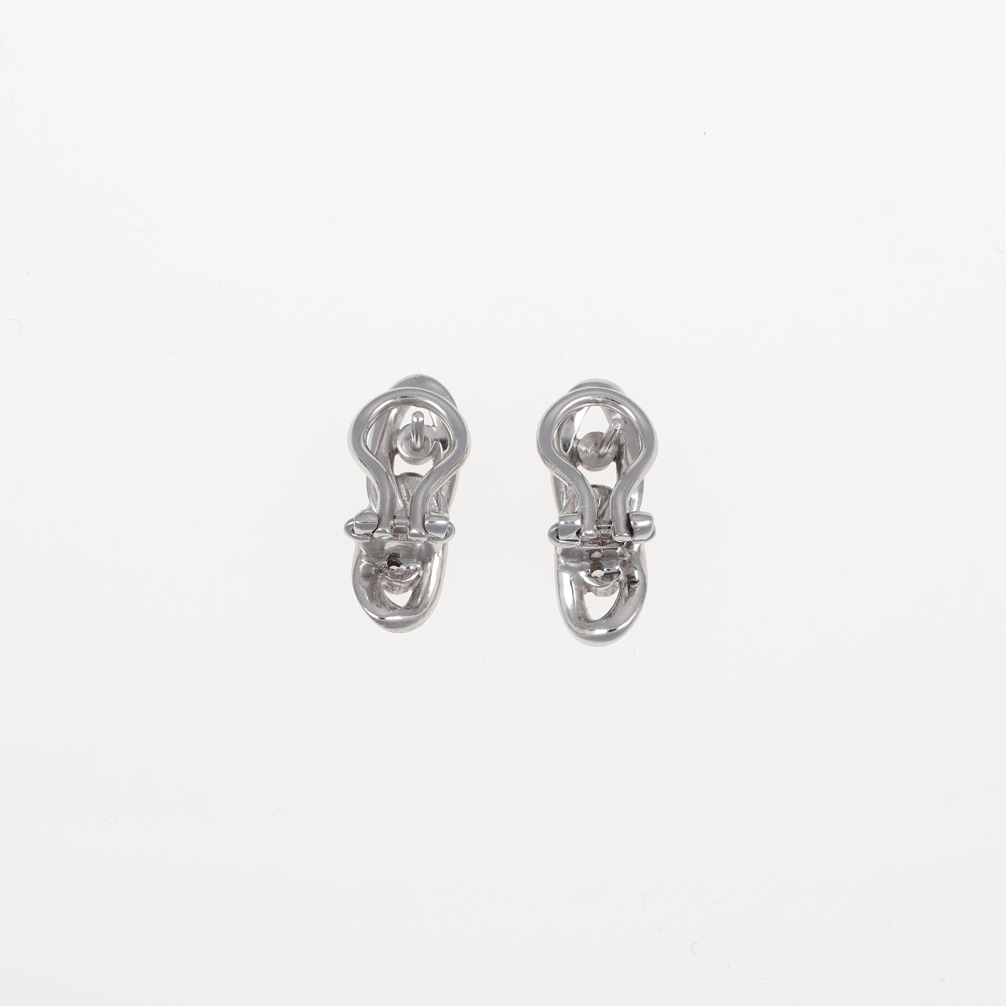 Brilliant Cut 18K White Gold Chain-Style Stud Earrings with Diamonds For Sale