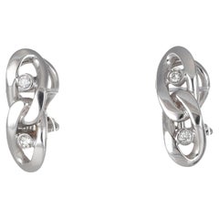 18K White Gold Chain-Style Stud Earrings with Diamonds