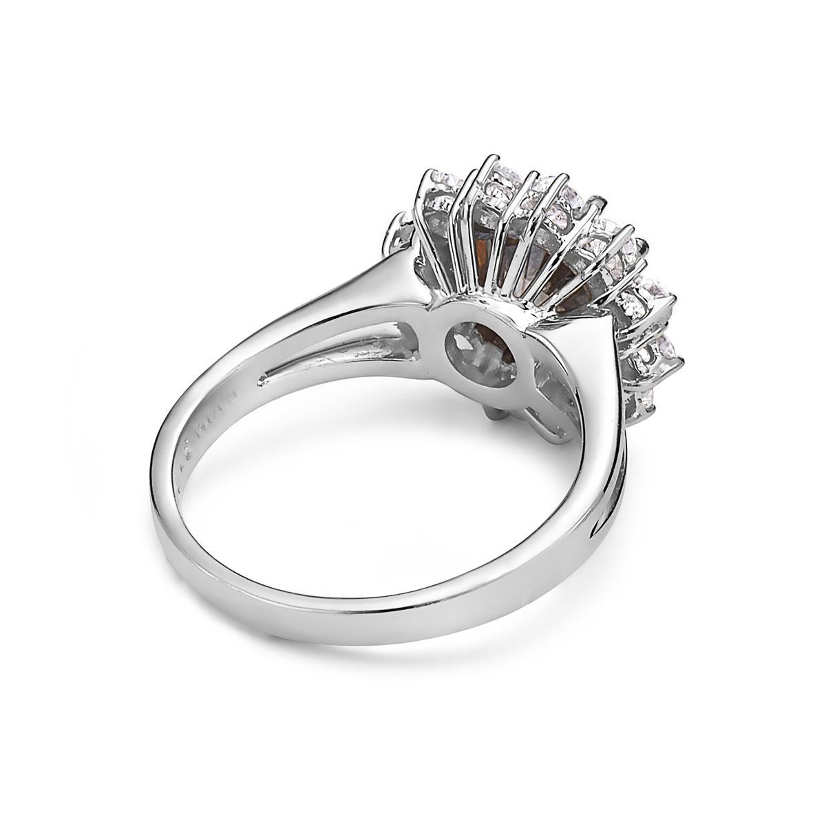 18 Karat White Gold Champagne and White Diamond Engagement Ring For Sale 1