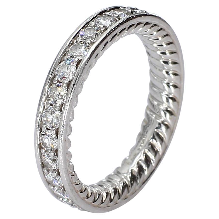 Anello David Yurman con incastonatura a canale in oro bianco 18k - Misura 6,25