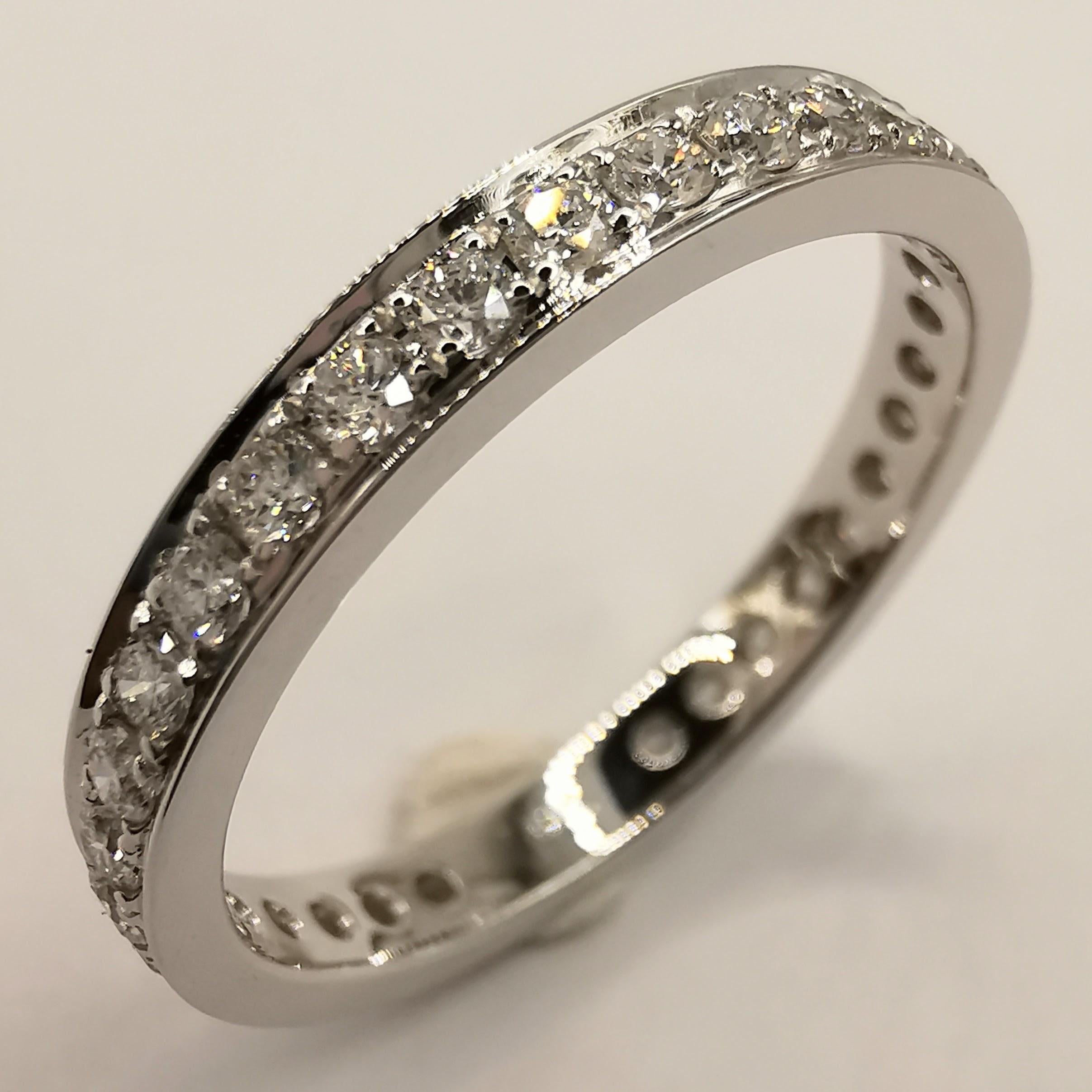 For Sale:  18K White Gold Channel Set Diamond Pavé Eternity Band Wedding Stacking Ring 2