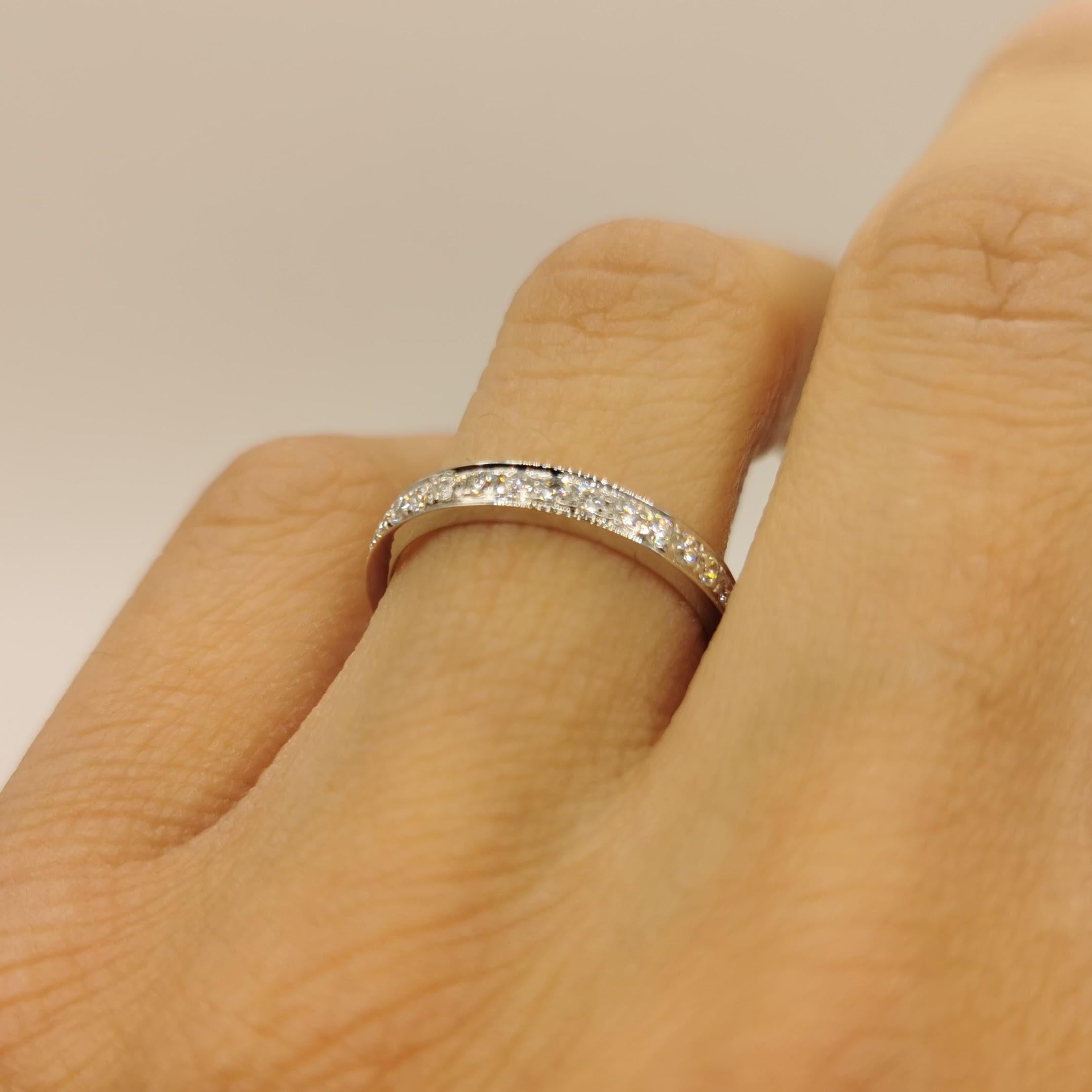 For Sale:  18K White Gold Channel Set Diamond Pavé Eternity Band Wedding Stacking Ring 5