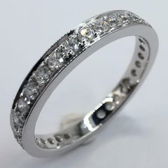 18K White Gold Channel Set Diamond Pavé Eternity Band Wedding Stacking Ring
