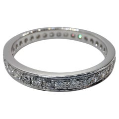 18K White Gold Channel Set Diamond Pavé Eternity Band Wedding Stacking Ring