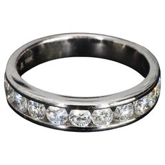 18k White Gold Channel Set Ring with Eleven Diamonds - Size 6.25