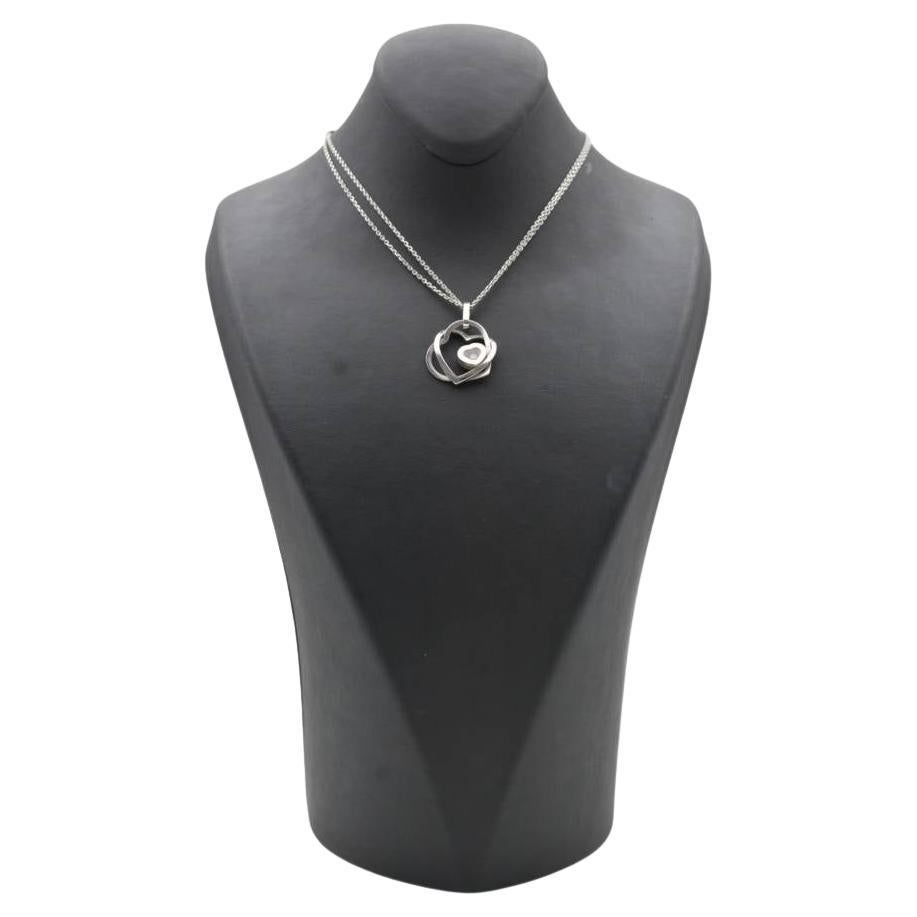 18K White Gold Chopard Happy Diamond Necklace and Pendant