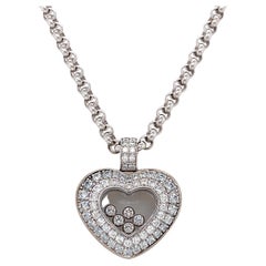 18k White Gold Chopard Happy Diamond Pendant 1.57ct Diamonds