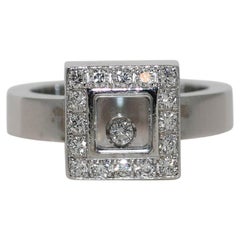 Vintage 18K White Gold Chopard Happy Diamond Ring, w Box