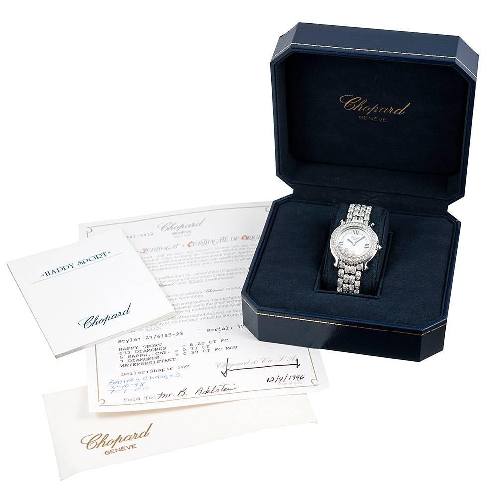 Chopard Ladies White Gold Happy Diamond Sport Quartz Wristwatch 2