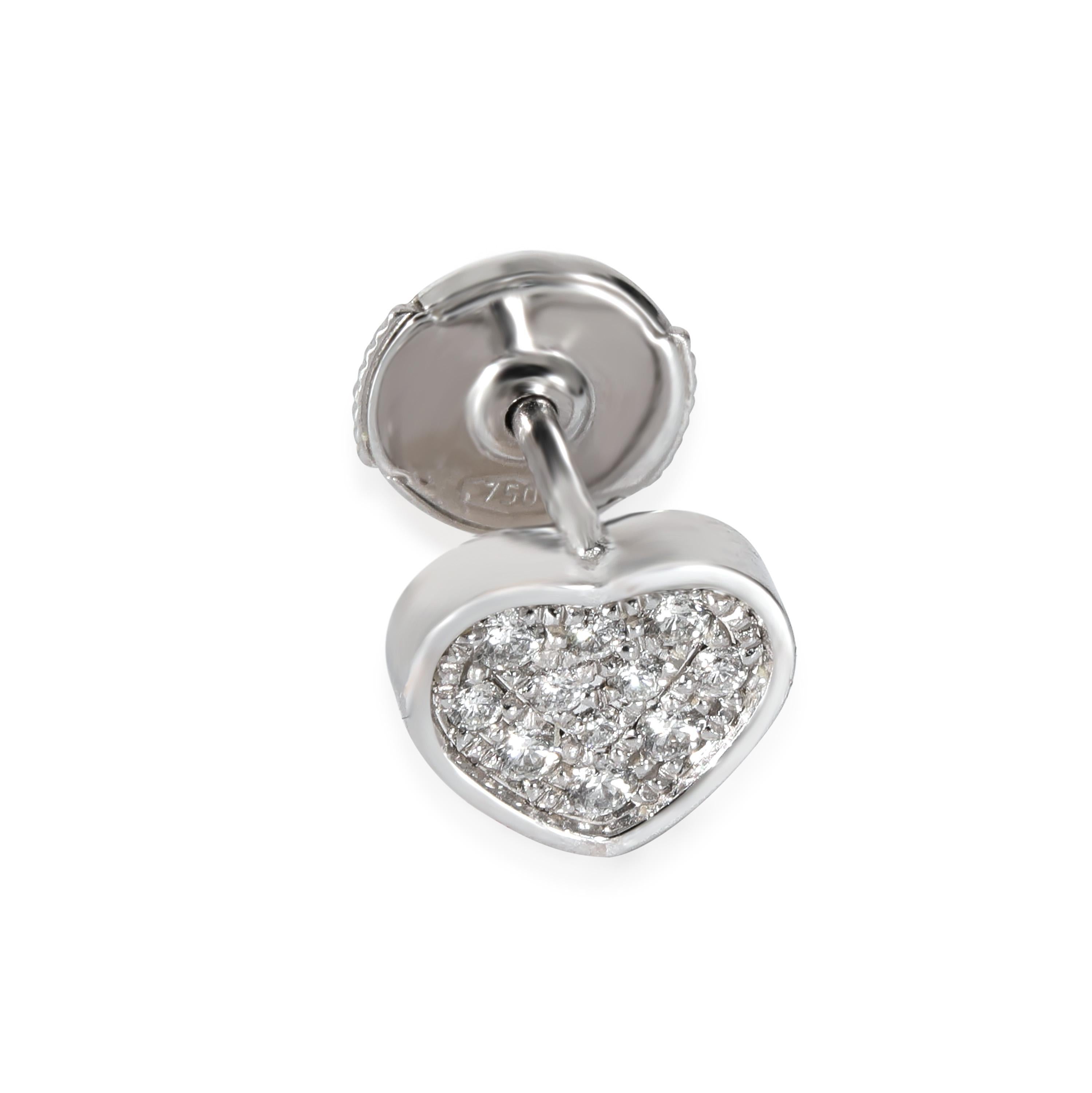 18k White Gold Chopard My Happy Hearts Diamond Single Stud Earring, 0.12ctw In Excellent Condition For Sale In New York, NY
