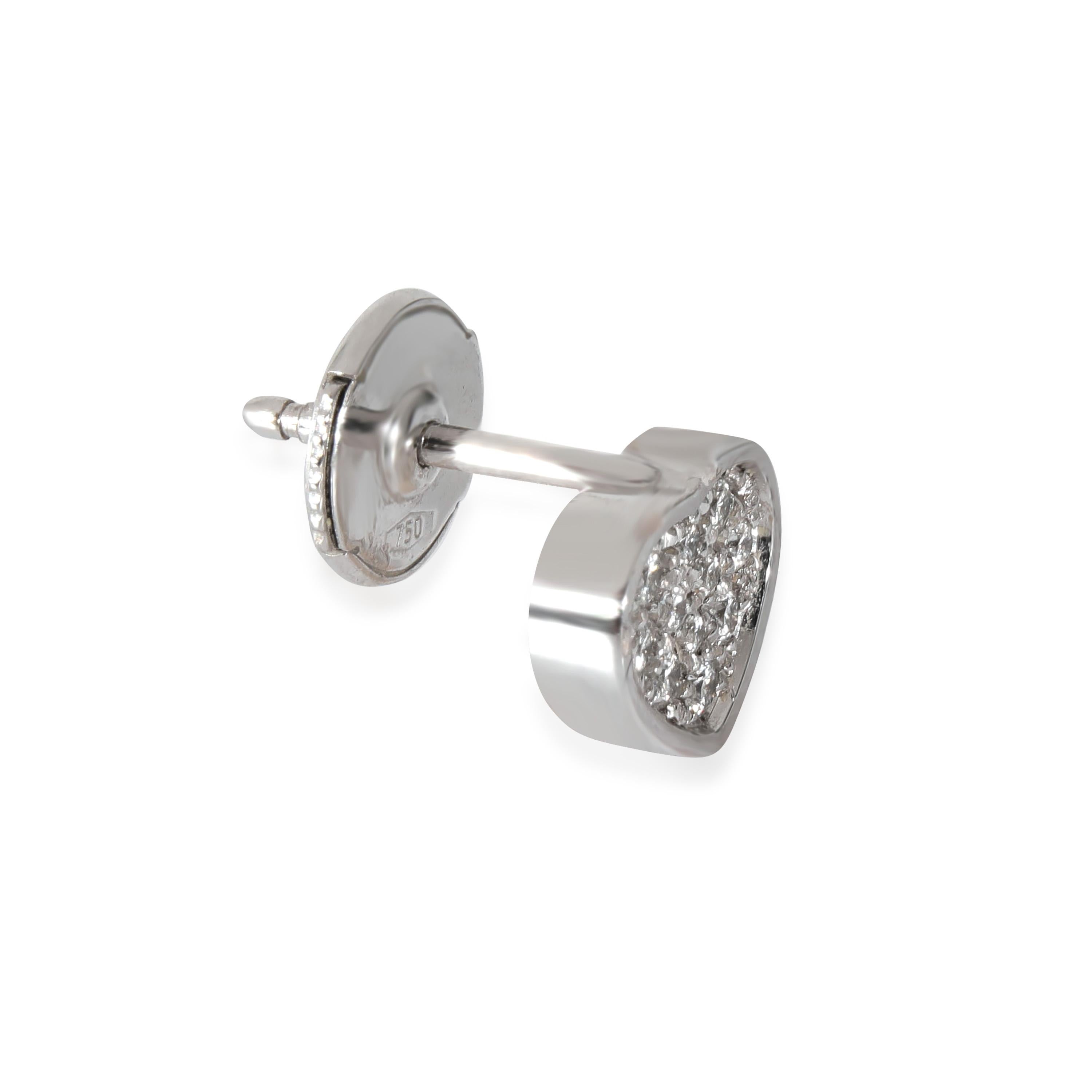 Women's or Men's 18k White Gold Chopard My Happy Hearts Diamond Single Stud Earring, 0.12ctw For Sale