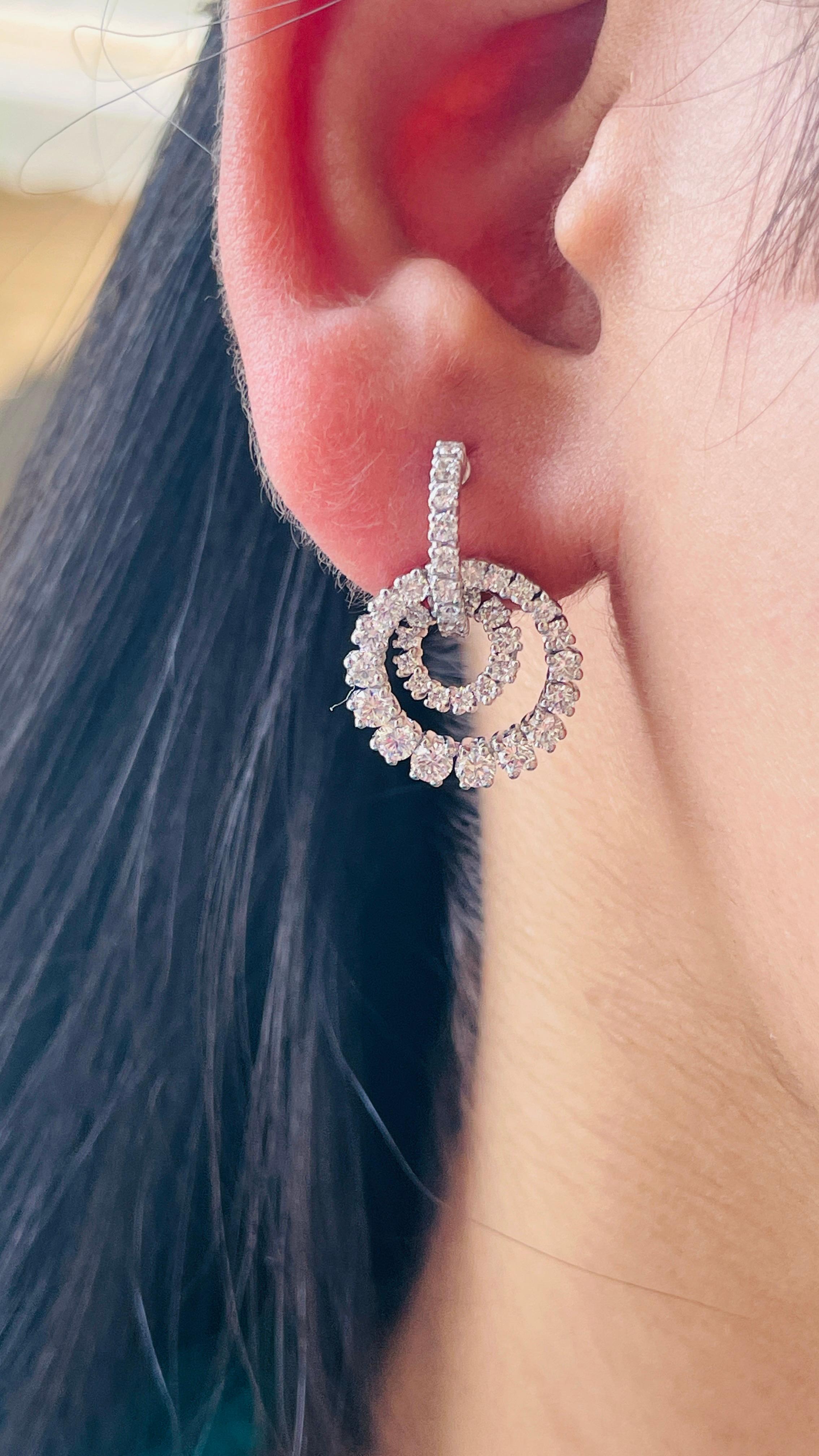 18 Karat Weißgold Kreis-Diamant-Party-Ohrringe für Damen (Moderne) im Angebot