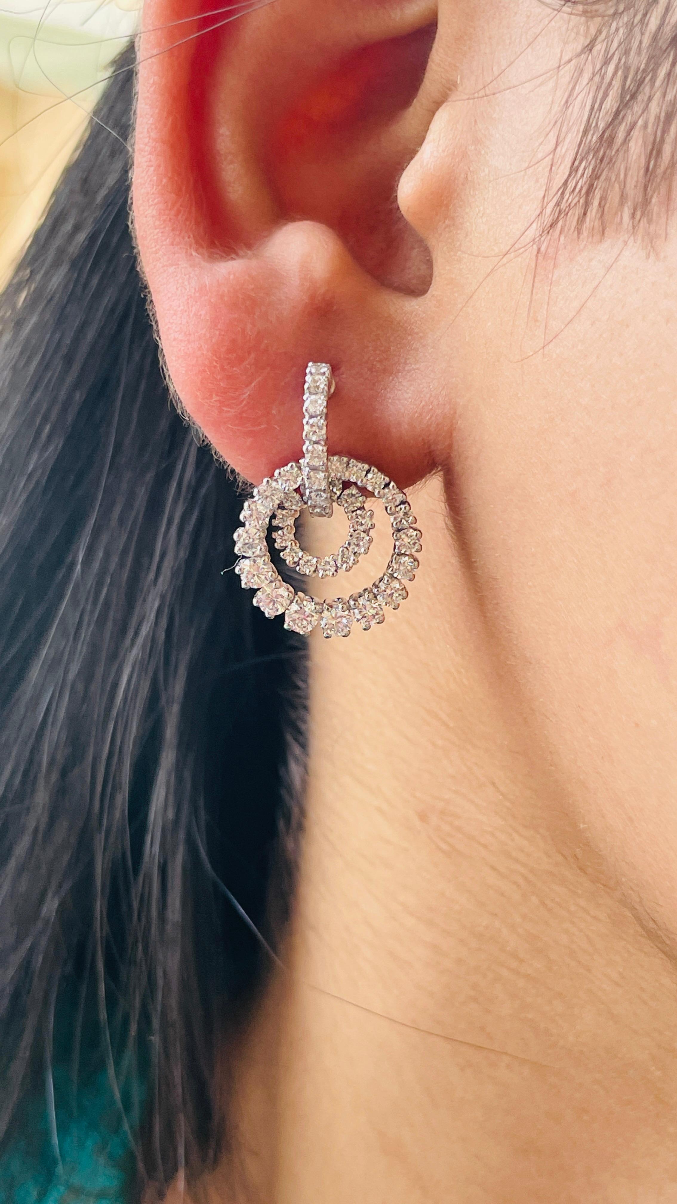 18 Karat Weißgold Kreis-Diamant-Party-Ohrringe für Damen im Angebot 1