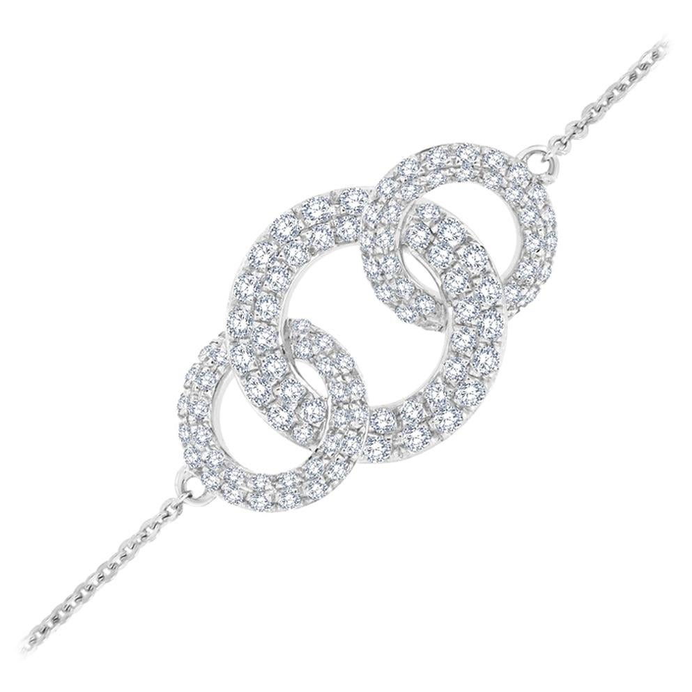 Bracelet circulaire en or blanc 18 carats avec diamants de 3/4 carats tw
