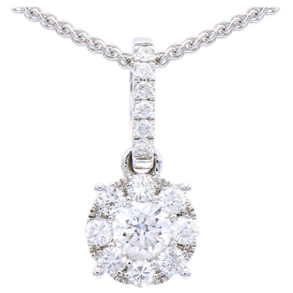 Circle Diamond Floating Pendant with Chain For Sale at 1stDibs