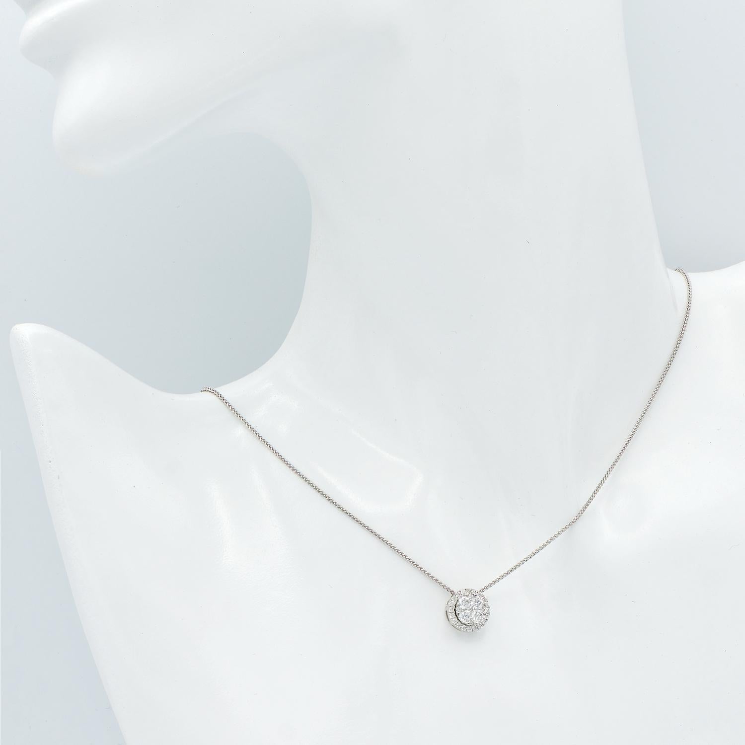 Contemporary 18K White Gold Circle Diamond Pendant For Sale