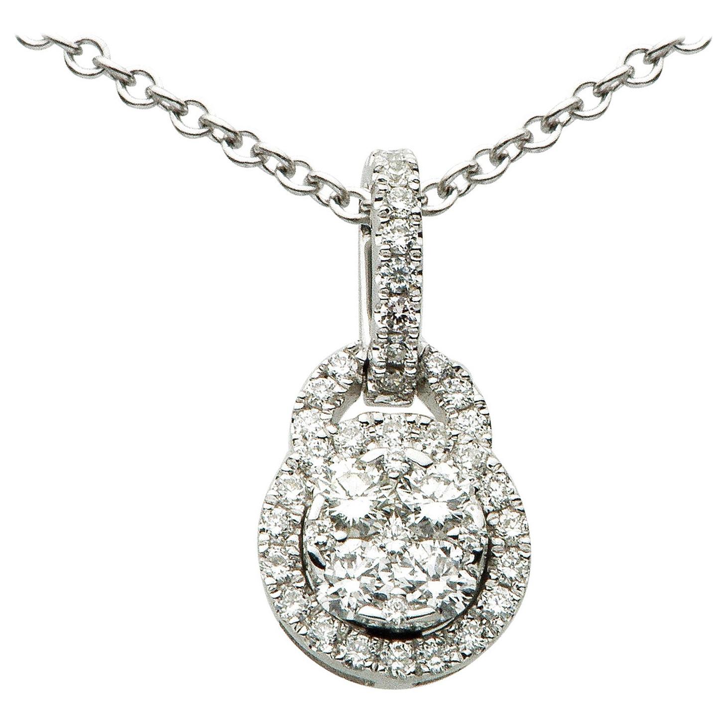Colgante de diamantes en círculo de oro blanco de 18 quilates