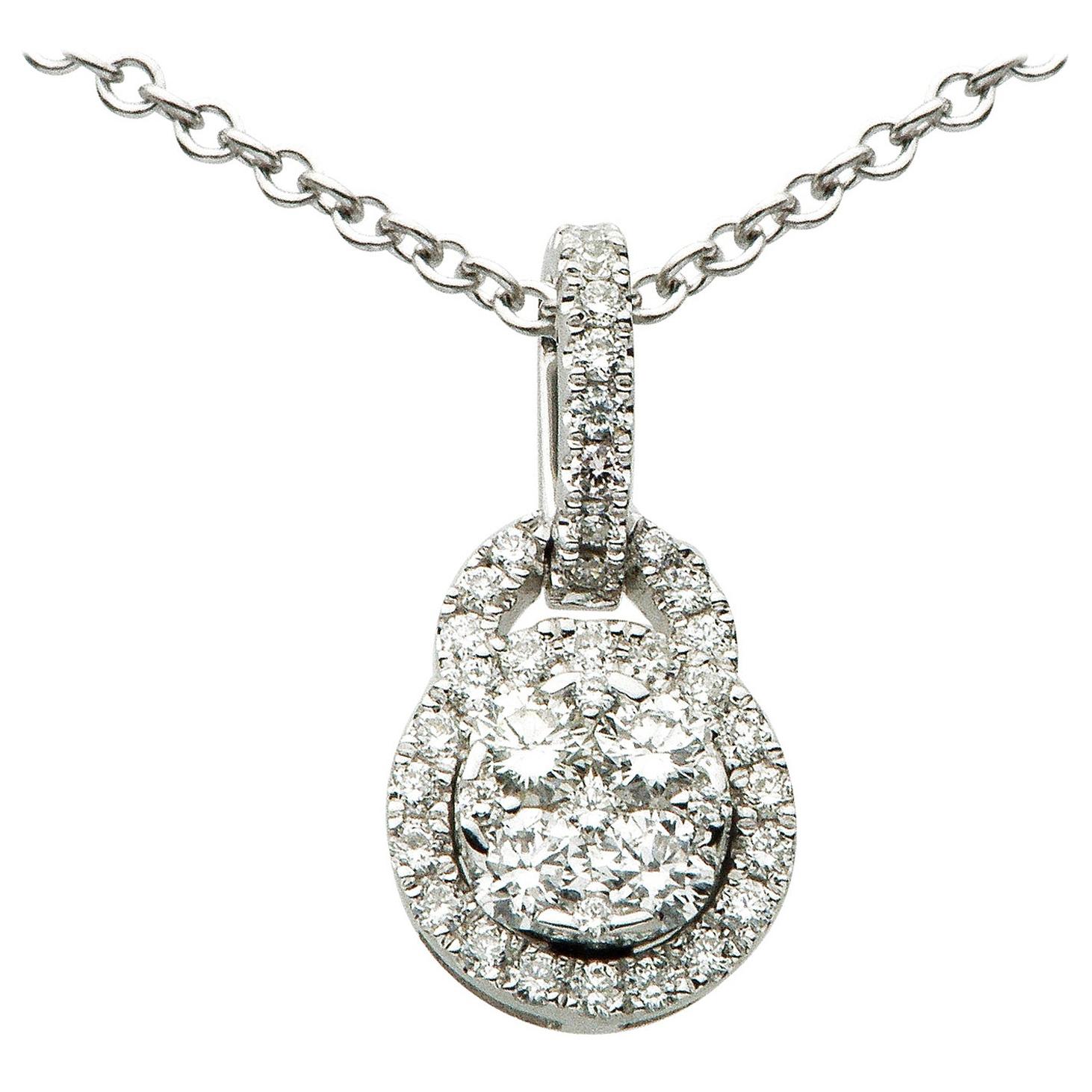 18K White Gold Circle Diamond Pendant