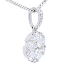 18K White Gold Circle Hanging Diamond Pendant