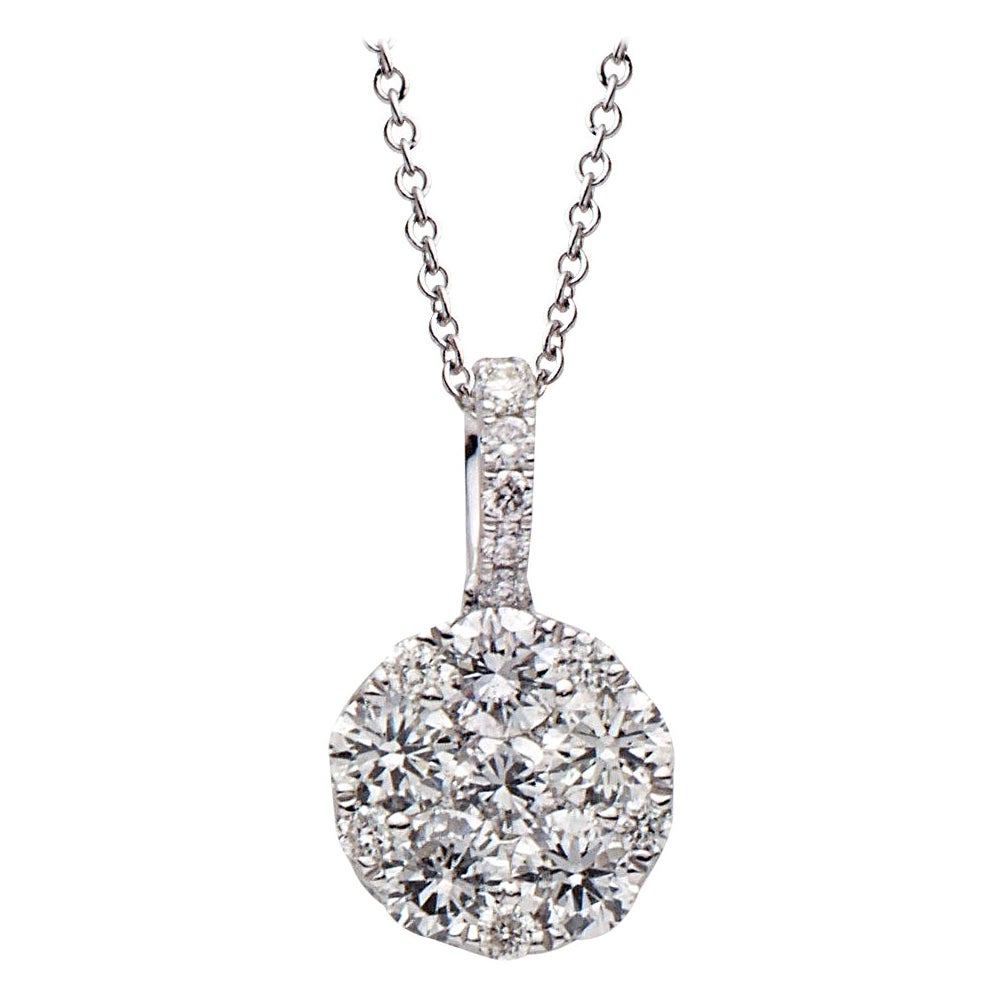 18 Karat Weißgold Kreis Hänge-Diamant-Anhänger