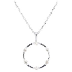 18k White Gold Circle Necklace with 0.12 ct pendant Natural Diamonds 