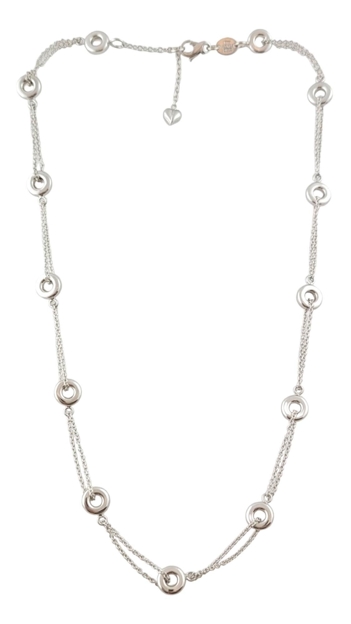 18K White Gold Circles Station Necklace 17.5" #18201
