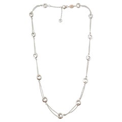 18K White Gold Circles Station Necklace 17.5" #22920