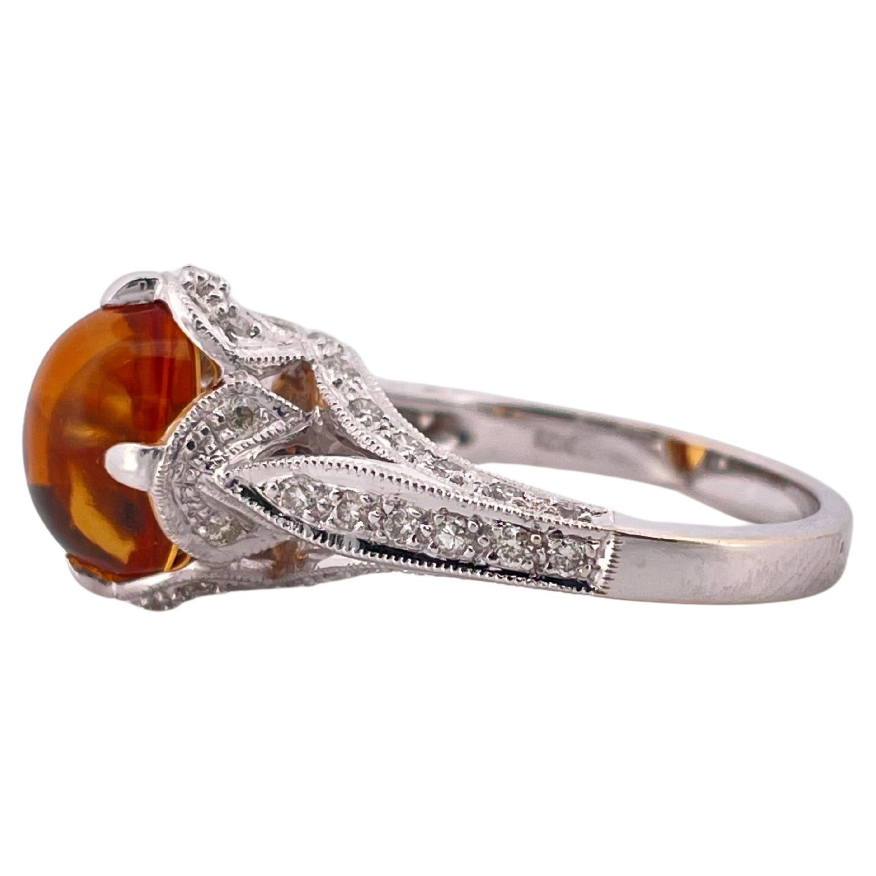 Contemporain Bague en or blanc 18 carats, citrine et diamant 0,61ctw H-I SI2 en vente