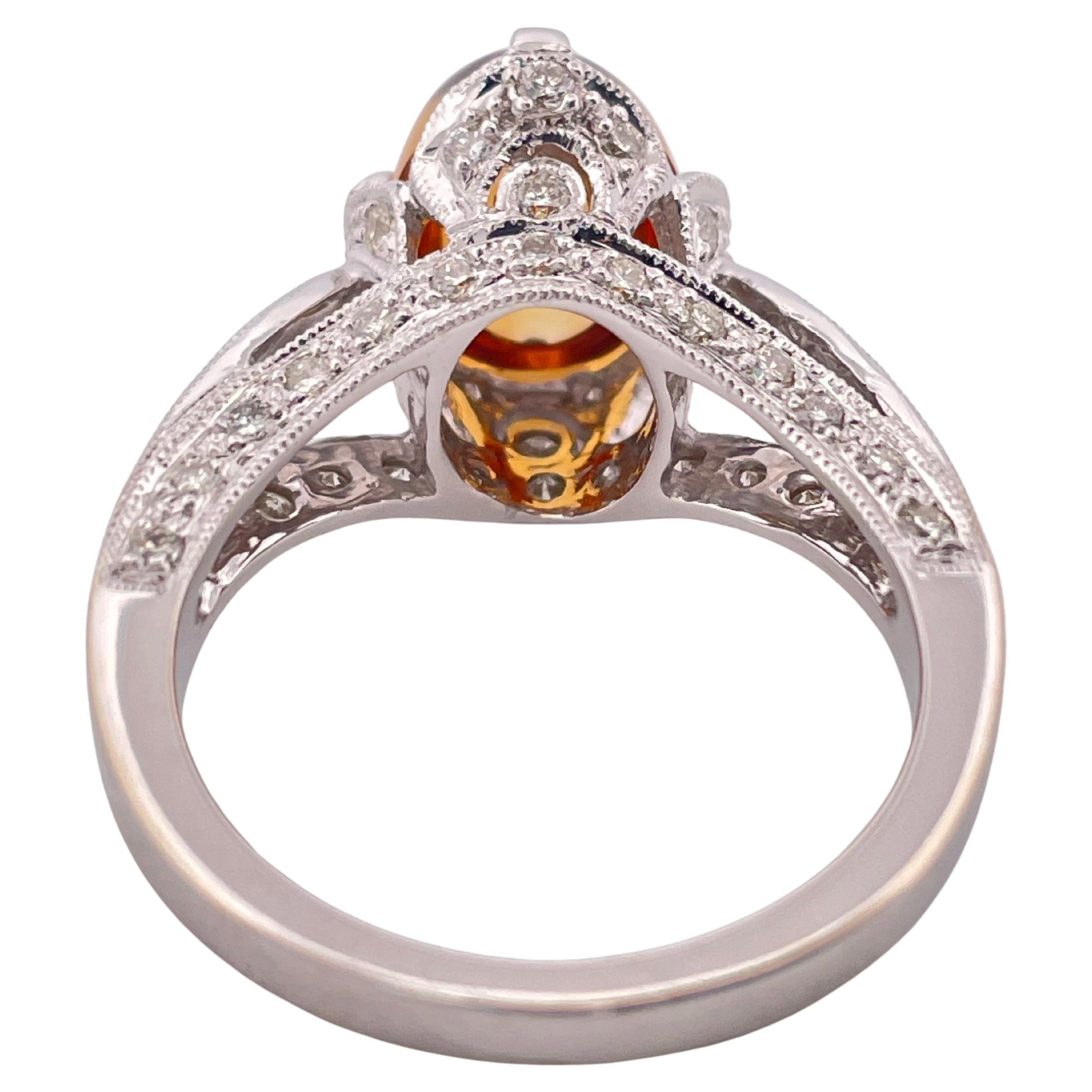 Bague en or blanc 18 carats, citrine et diamant 0,61ctw H-I SI2 Excellent état - En vente à Sewickley, PA