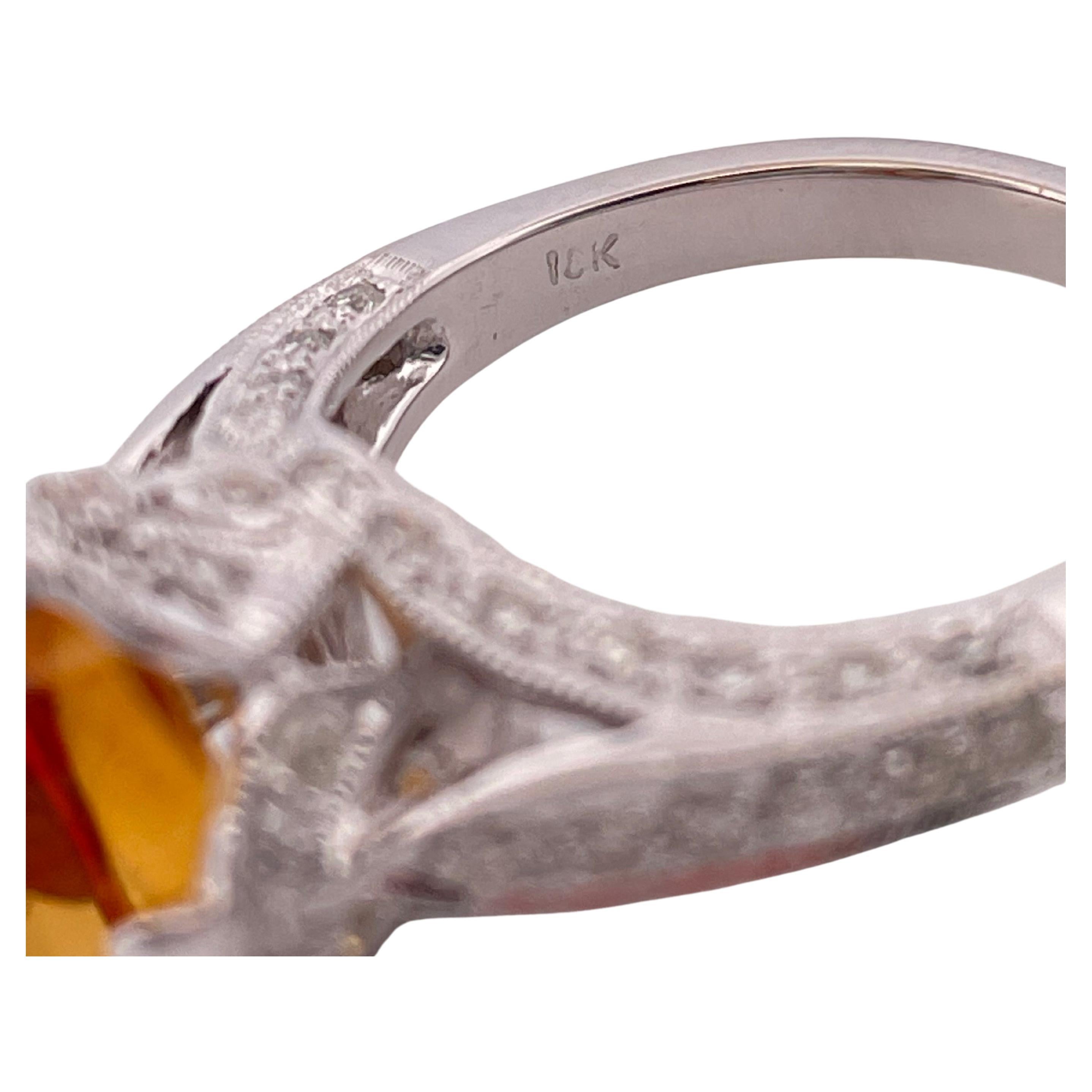 Bague en or blanc 18 carats, citrine et diamant 0,61ctw H-I SI2 en vente 3