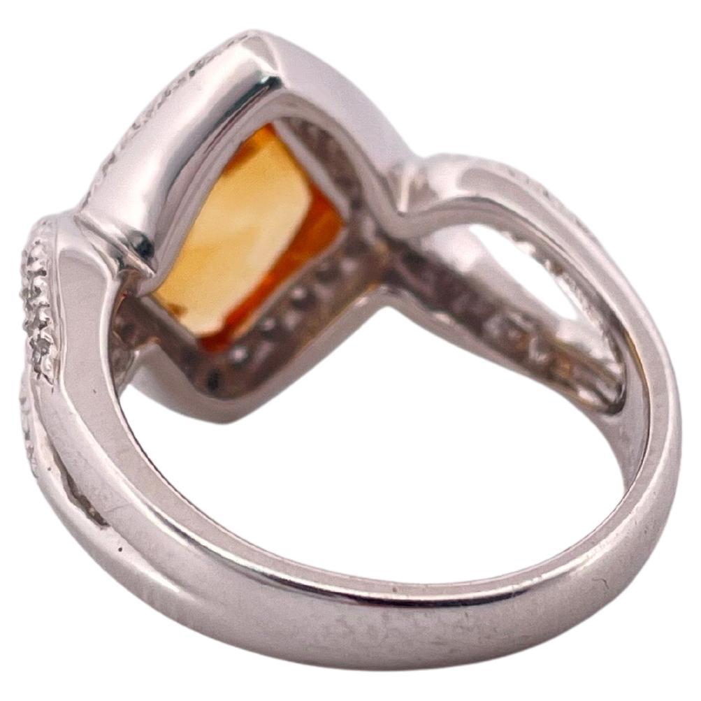 Bague en or blanc 18k avec citrine et diamant Bon état - En vente à Sewickley, PA