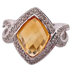 18k White Gold Citrine & Diamond Ring