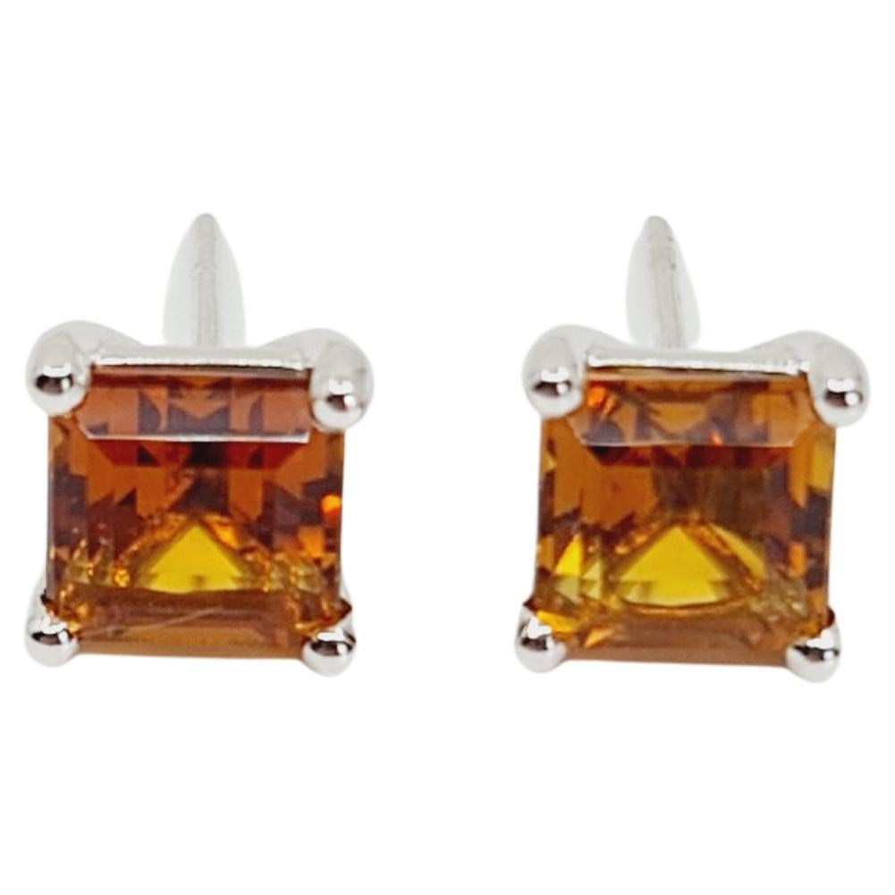 18K White Gold Citrine Studs 3.60 Carat For Sale