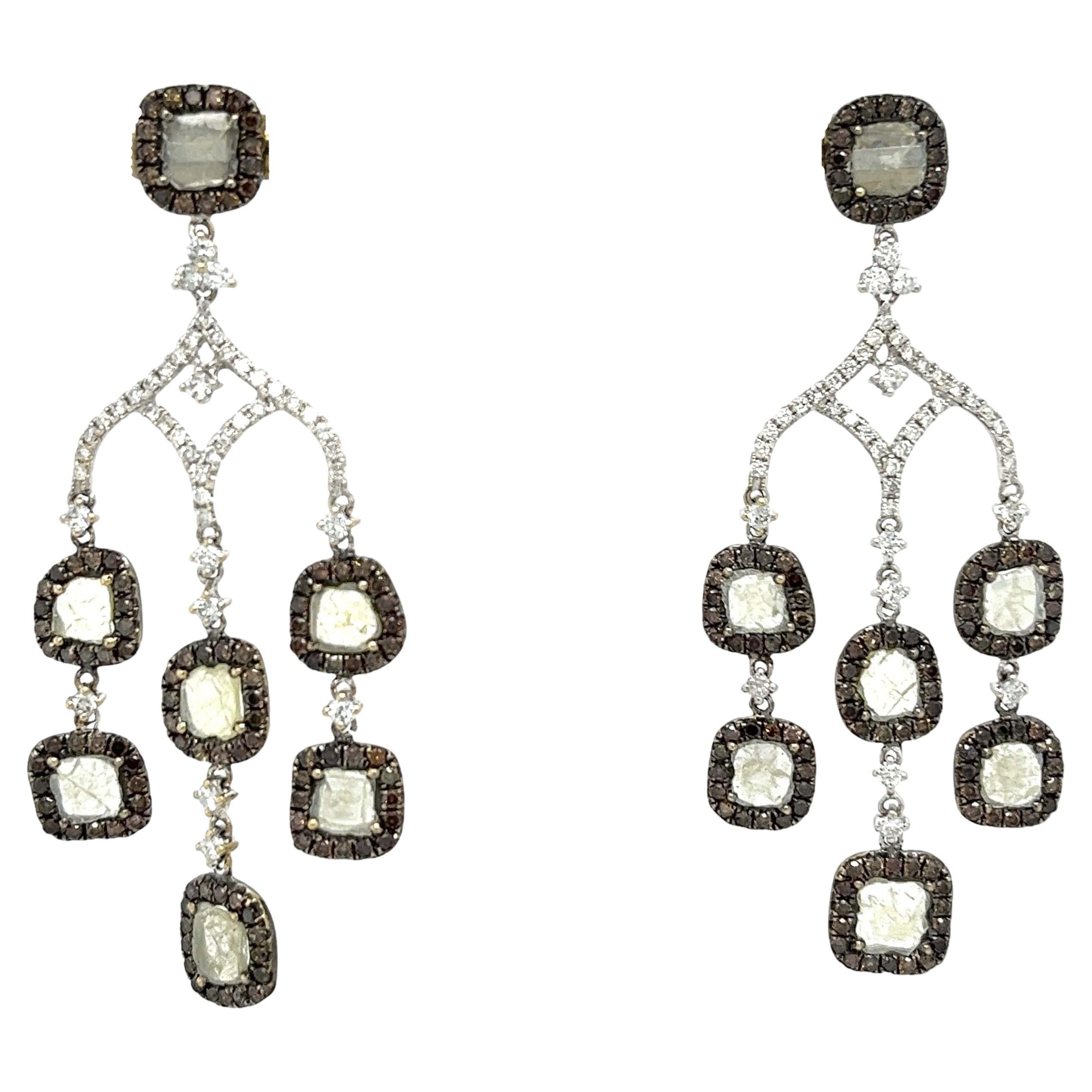 18K White Gold Classic Diamond Drop Earrings For Sale