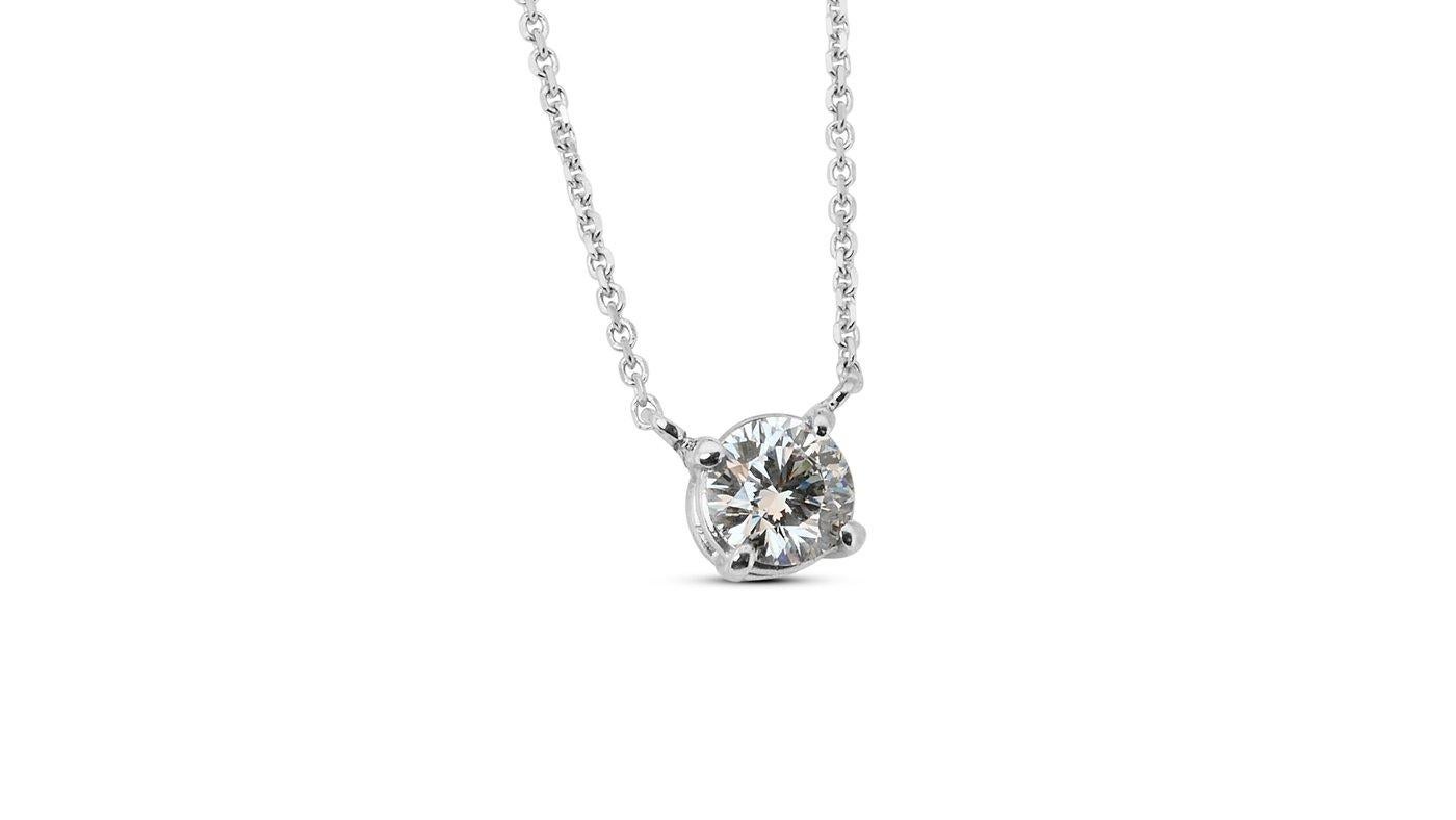 Women's 18k White Gold Classic Solitaire Necklace with 0.33ct Natural Diamond GIA Cert.