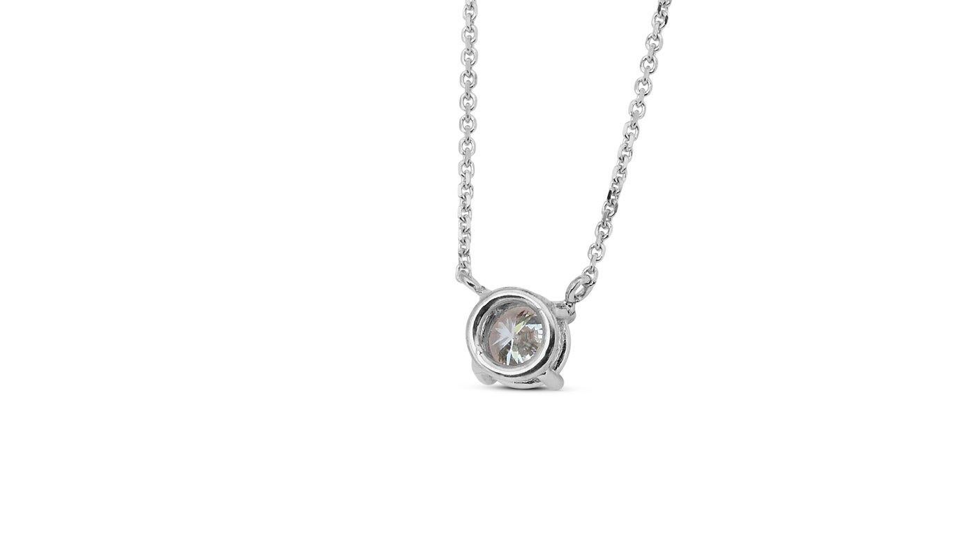 18k White Gold Classic Solitaire Necklace with 0.33ct Natural Diamond GIA Cert. 2