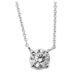 18k White Gold Classic Solitaire Necklace with 0.33ct Natural Diamond GIA Cert.