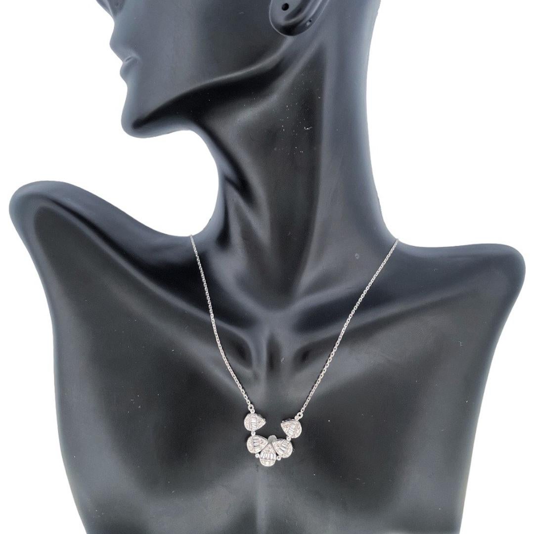 18K White Gold Clover Diamond Convertible Necklace In New Condition In New York, NY
