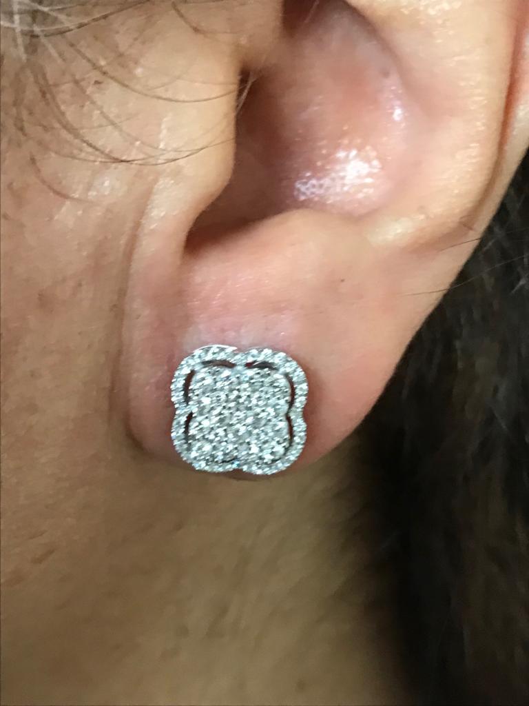 white gold clover earrings
