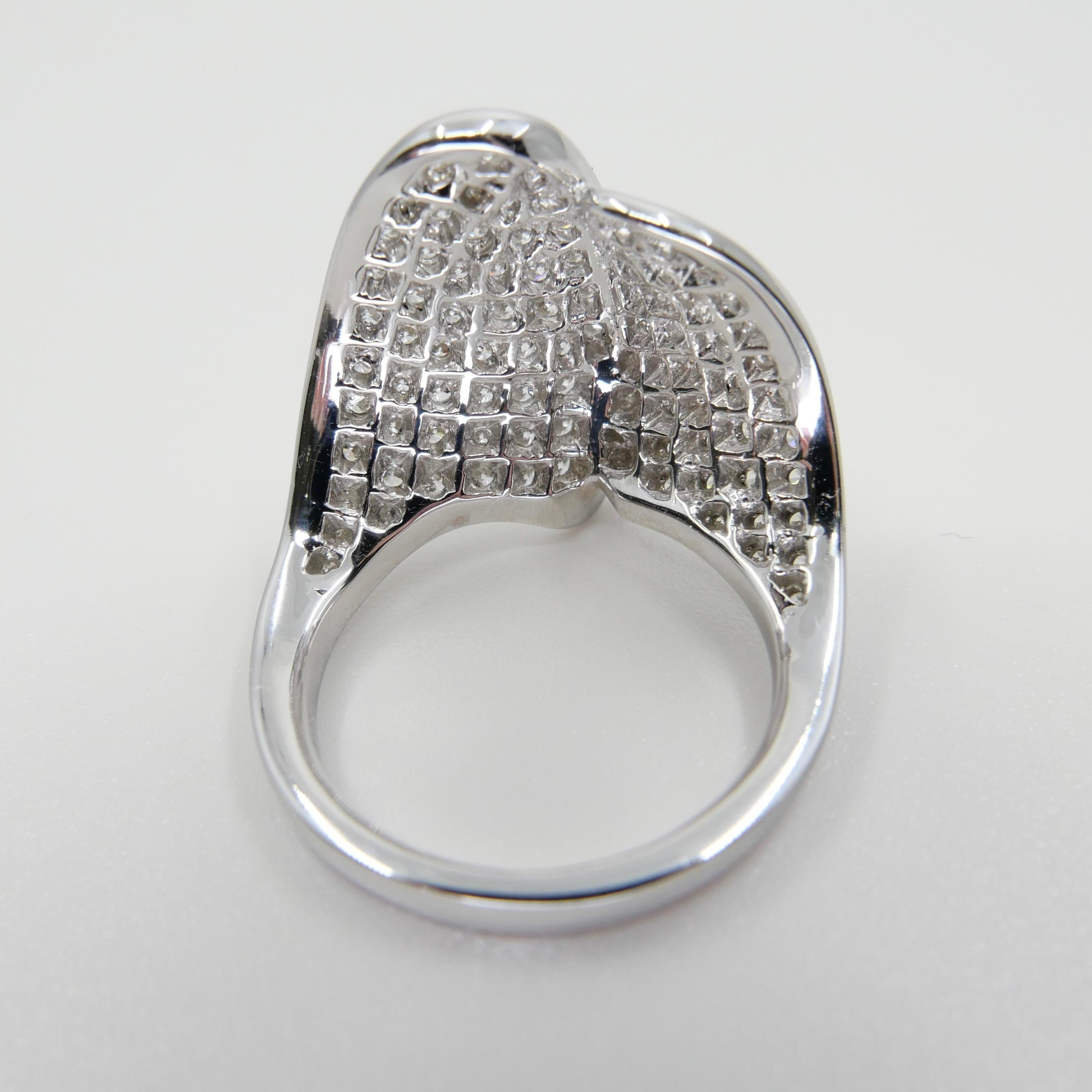 18K White Gold Cluster Diamond Cocktail Ring, 95 Diamonds, 1.07 CTW For Sale 8