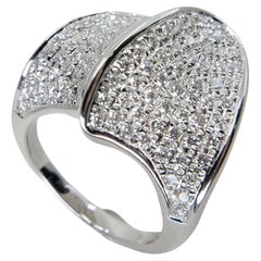 18K White Gold Cluster Diamond Cocktail Ring, 95 Diamonds, 1.07 CTW