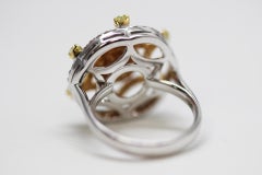 18k White Gold Cocktail Ring 0.60 ct Fancy Yellow Green Diamond GIA Scarselli