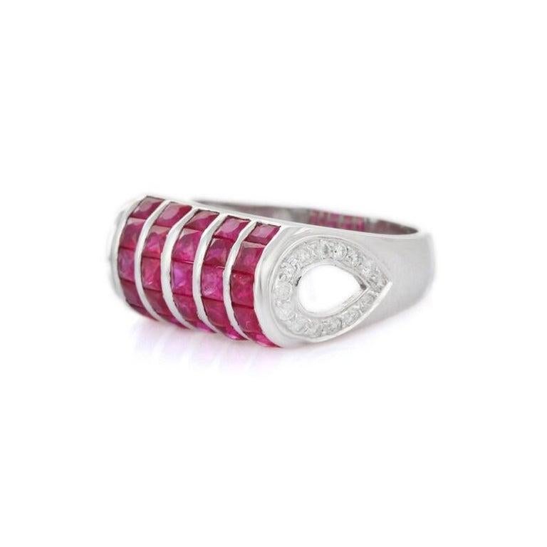 For Sale:  18K White Gold Cocktail Ring in Ruby and Diamond 2